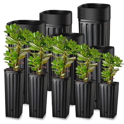 100 Pcs Tall Tree Pots, Plastic Deep Plant Nursery Pots, Tall Seedling Flower...