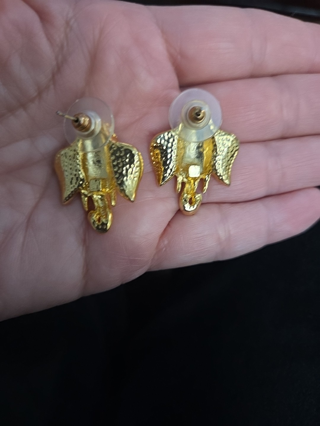 Goldtone Elephant Statement Earring, Rhinestone A… - image 4