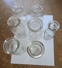Lot Bundle of 7 Vintage Clear Milk Glass Bottles Half Pint