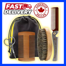 Shaving Brush  Comb Set Boar Bristle Portable Beard Styling Tool with Scissor