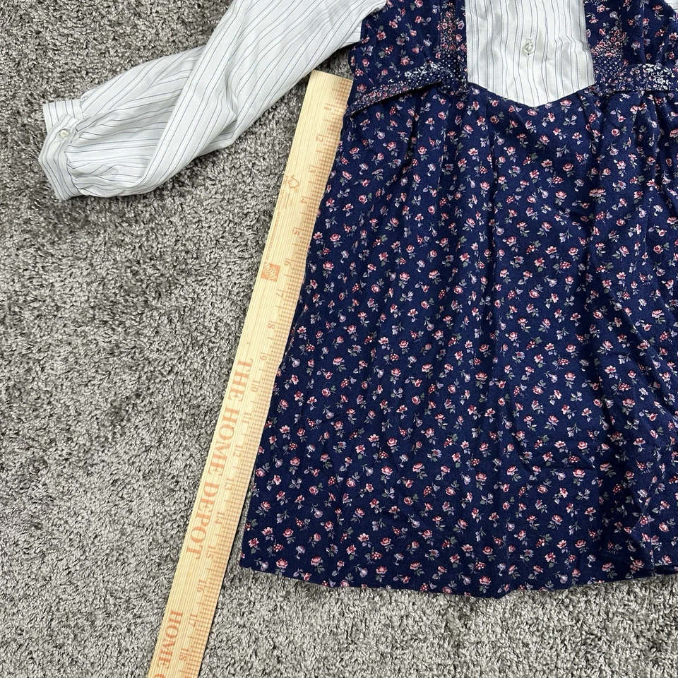 Vintage Ruth Originals Dress Kids 6 Black Floral Prairie Cottagecore 70s - Image 4 of 4