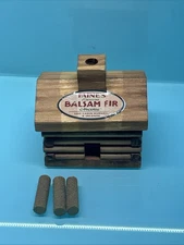Mini Wood Log Cabin Incense Burner + 3 Balsam Fir Logs Refill Paines USA