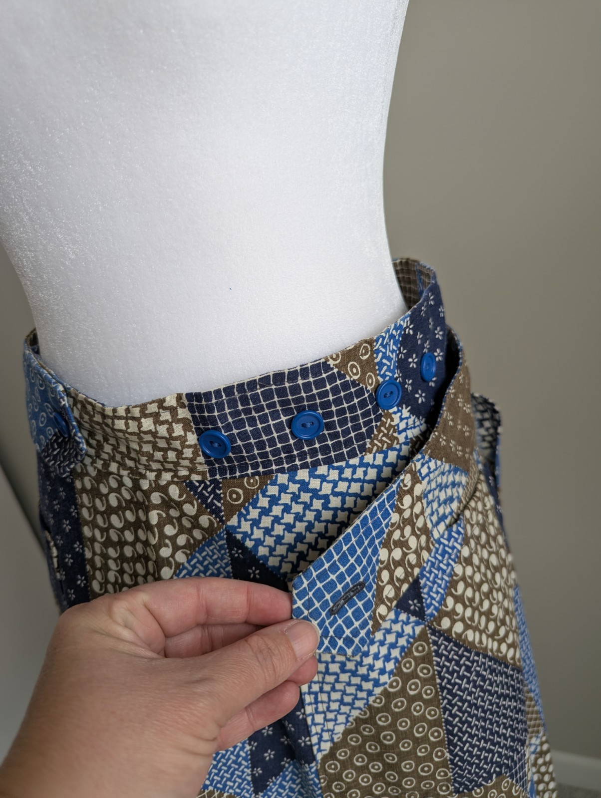 Vintage Adjustable Size Patchwork Wrap Skirt - image 6