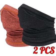 2PCS Summer Thin Face Cover UV Protection Neck Gaiter Scarf Bandana Motorcycle