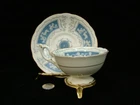 COALPORT REVELRY BLUE FOOTED TEA CUP AND SAUCER