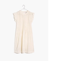 nwt madewell boho crochet eyelet babydoll dress in lighthouse offwhite s small
