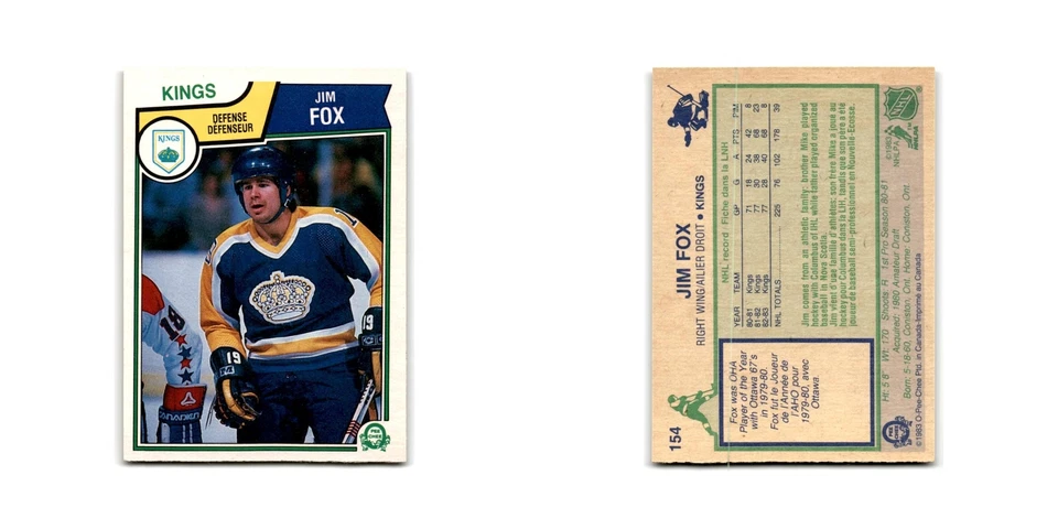 1983 O-Pee-Chee Jim Fox Los Angeles Kings #154 - Image 3 of 3