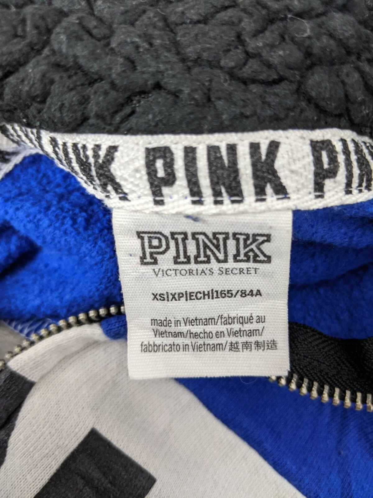 UNDERCOVER Victoria's Secret ROSA Felpa con Cappuccio Donna XS Blu Verde Bianco Logo Colorblock LEGGI