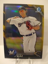 2016 Bowman Chrome Prospects Black Gold Refractor Isan Diaz BCP232 Baseball Card