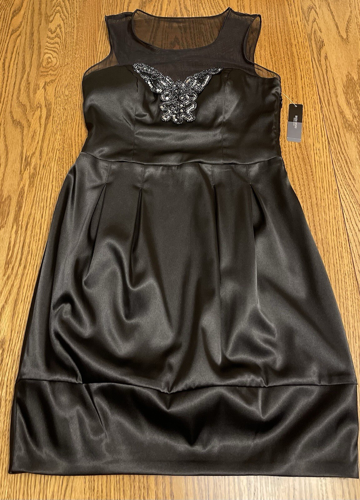 Bisou Womens Butterfly Sequin Mini Dress Mesh Black Sz 6 Hoco Cocktail Party NWT image 5