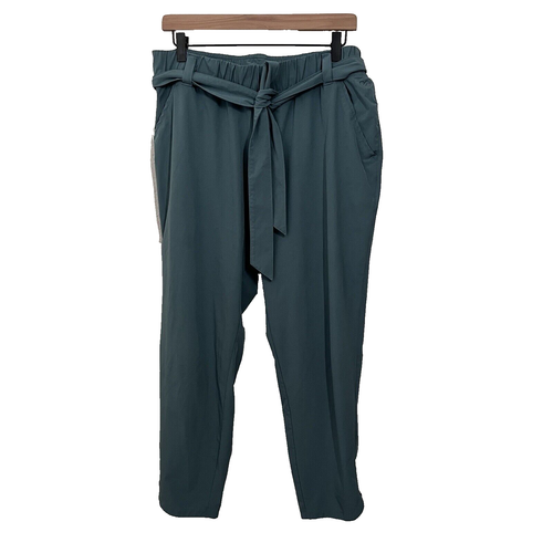 Calia Pants Size L Journey Self-Belt Ankle Turquoise Blue Mid Rise Slim Fit Blue