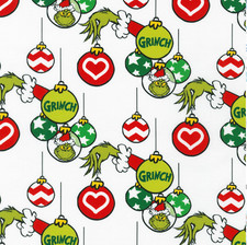 Holiday Dr. Seuss Ornaments Fabric 18 x 44 100 Cotton