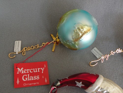 Dept 56 Christmas Mercury Glass Ornaments / World Globe Planet Earth, Santa Moon - Picture 5 of 12
