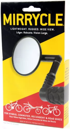 Mirrycle Bar End Rear View Mirror 3" Convex Lens fits Mountain / Commuter Bikes 