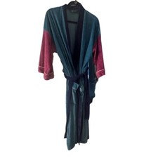 Colours by Alexander Julian Green Blue Burgundy Color Block Velour Robe Large