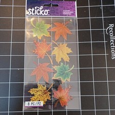 STICKERS FALL THANKSGIVING leaves glitter oak maple birch leaf elm wedding edges