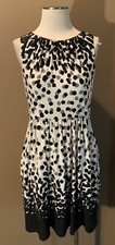 Eliza J. 10 M Black & White Sleeveless Polka Dot Jersey Luxe Dress