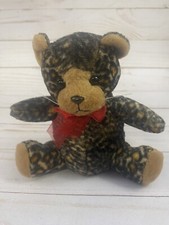 Vintage GAC Leopard Print Teddy Bear Plush Stuffed Animal 1998 6" Red Bow
