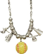 SOFTBALL Beaded and CHARMS Necklace   SUPER BLING 