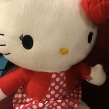 Children s Unisex Hello Kitty Plush W/red Bow And Polka Dot Red Dress
