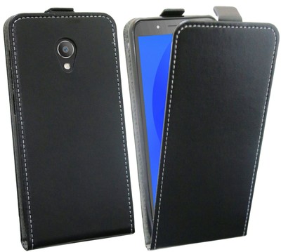 Tasche Flip Etui Handyschutz Schutzschale für ALCATEL 1C (5009D) in SCHWARZ