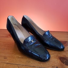 Vtg Women’s Gucci GG Logo Black Leather Slip On Dress Loafers Shoes US 6 Italy