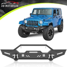 For Jeep Wrangler JK 2/4 Doors 2007-2018 Front Bumper With Winch Plate & D-rings
