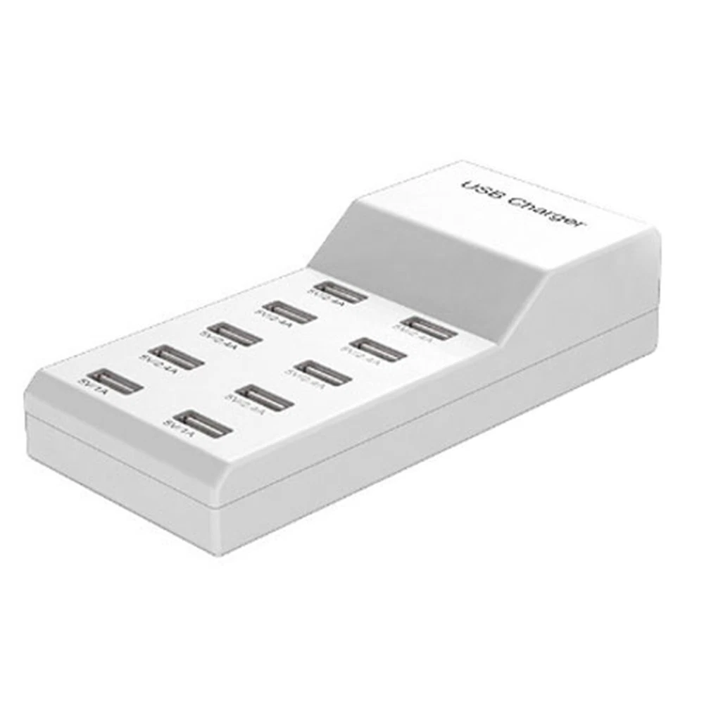10-Port USB Fast Charging Station - Desktop & Wall Power Hub