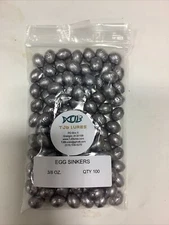 100 QTY 3/8 oz Lead EGG SINKERS, Slip Sinkers, Weights FREE SHIPPING