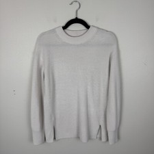 Lululemon Womens Merino Wool Ribbed Crew Neck Sweater Size 6 Oatmeal Tan Neutral