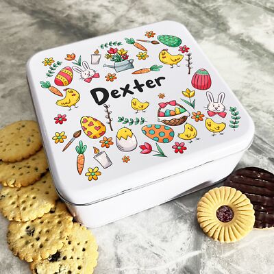 Süße Cartoon Ostern Symbole personalisiert Geschenk Kuchen Kekse Süßigkeiten Leckerli Dose