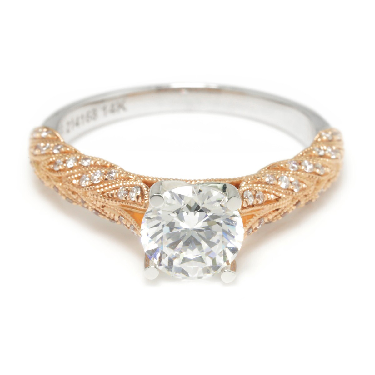 Noam Carver Floral Engagement Ring Semi-Mount White/Rose Gold for