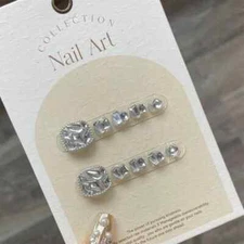 Handmade Toenail Silver Chain Full Diamond Press On Toe Nail Wearable False Nail