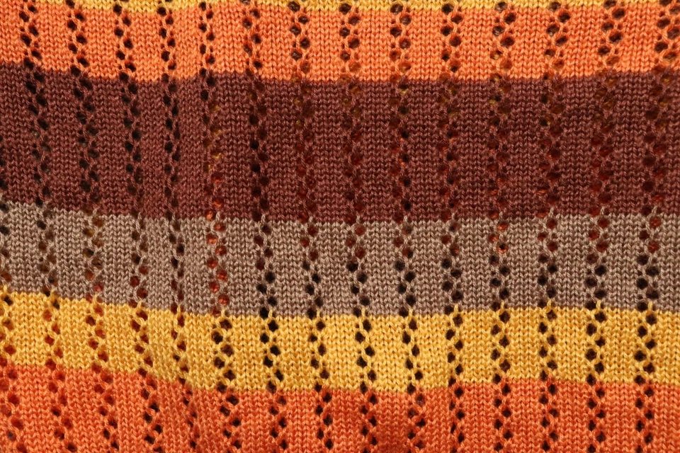 Top corto tejido casi famoso para mujer 2X rayas multicolor tejido abierto Cottagecore Foto 4 de 4