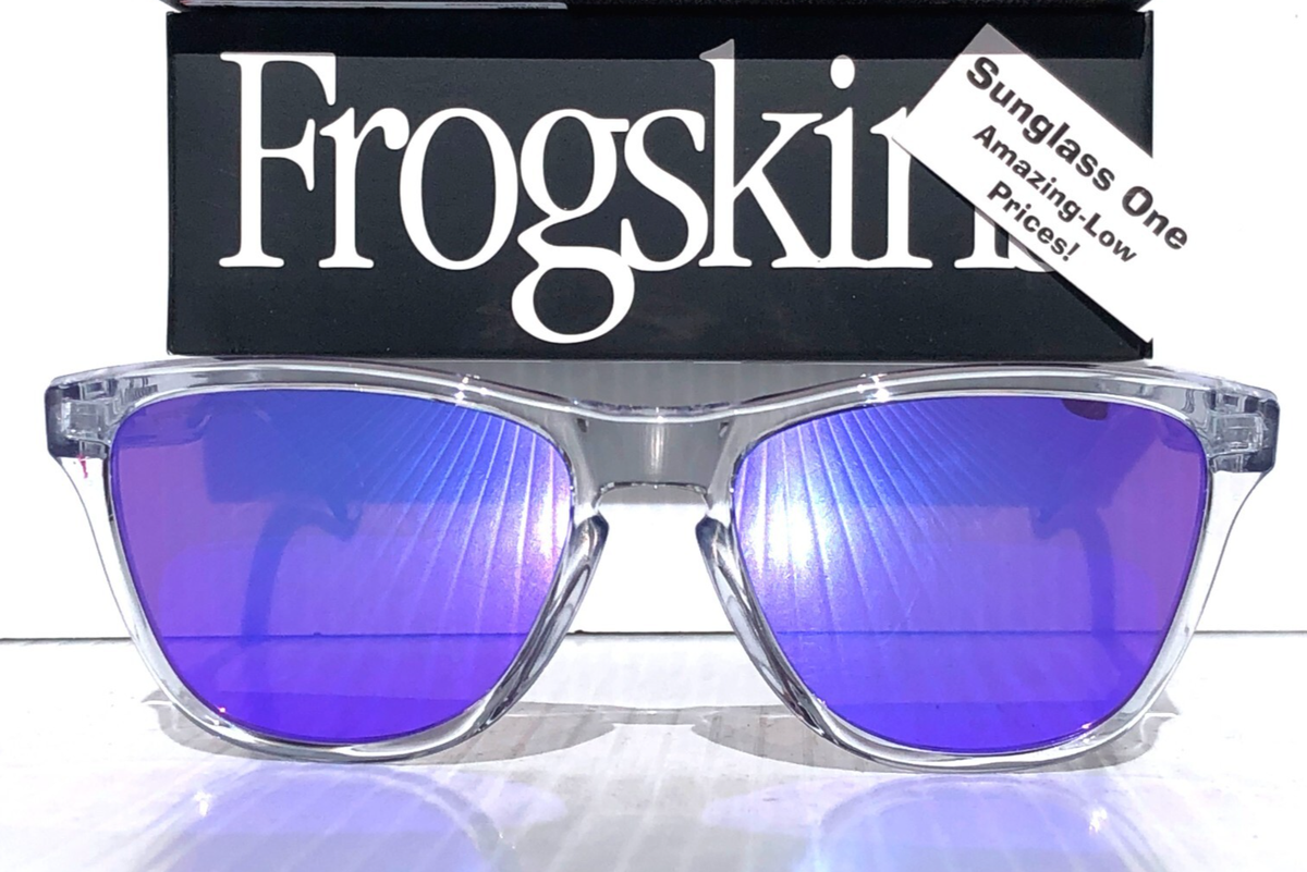 NEW Oakley Frogskins S Shiny Clear PRIZM Violet Lens Sunglass 9508
