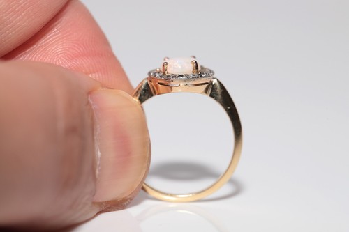 Antique Circa 1900s Handcrafted 18k Gold Natural Diamond And Opal Ring - Picture 6 of 16
