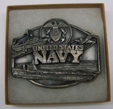 VINTAGE 1987 US NAVY SISKIYOU PEWTER G-50 MILITARY COMMEMORATIVE BELT BUCKLE