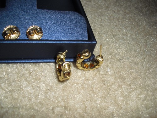 DAVID YURMAN CHICLET 18K GOLD CITRINE SMOKEY Quartz HOOP EARRINGS RARE NEW $2985 - Picture 7 of 9