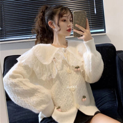 Japanese Cute Women Mori Girl Knitted Cardigan sweaters Top Blouse Shirts Lolita