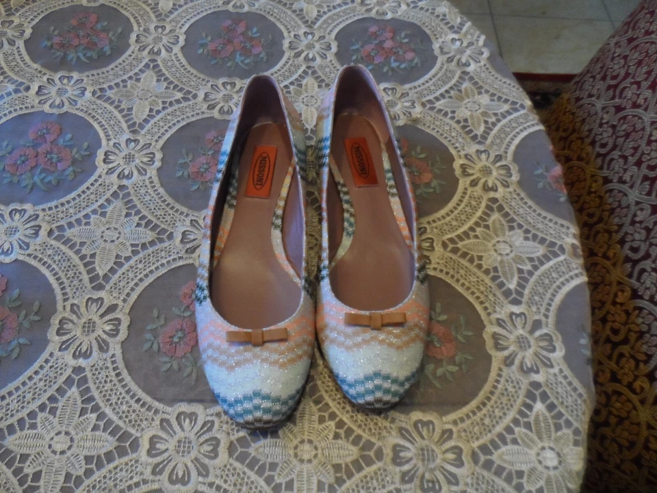 Nuevo Missoni Multicolor Zig Zag Patrón Crotchet Tejido Ballet Talla Plana 39.5B Foto 2 de 4