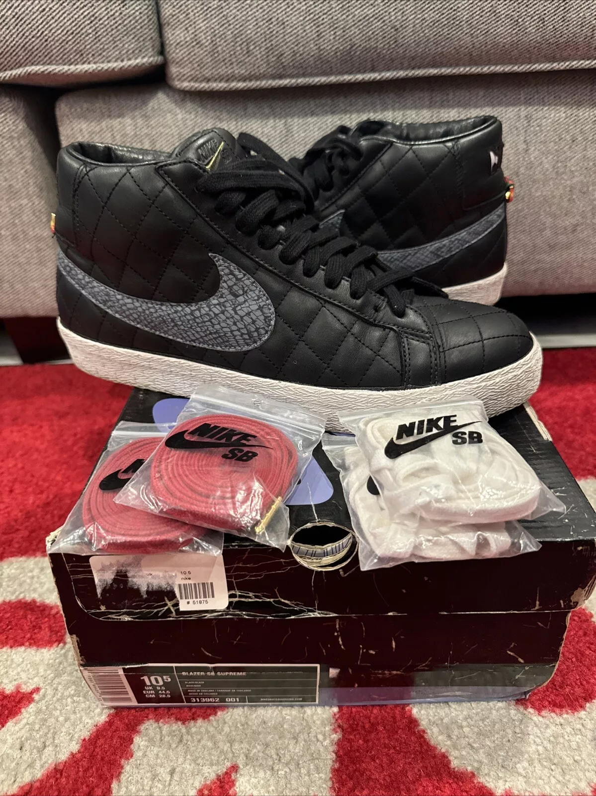 Nike Supreme x Blazer SB noir 313962 001 taille 10,5 US