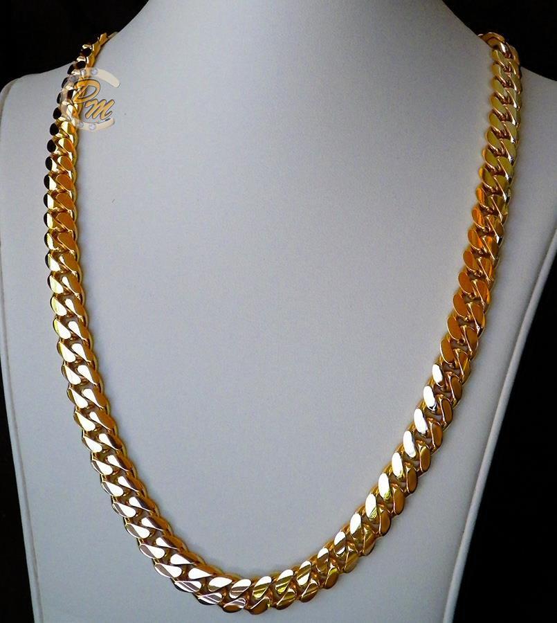 Solid 14K Gold Miami Men's Cuban Curb Link Chain Necklace 24&