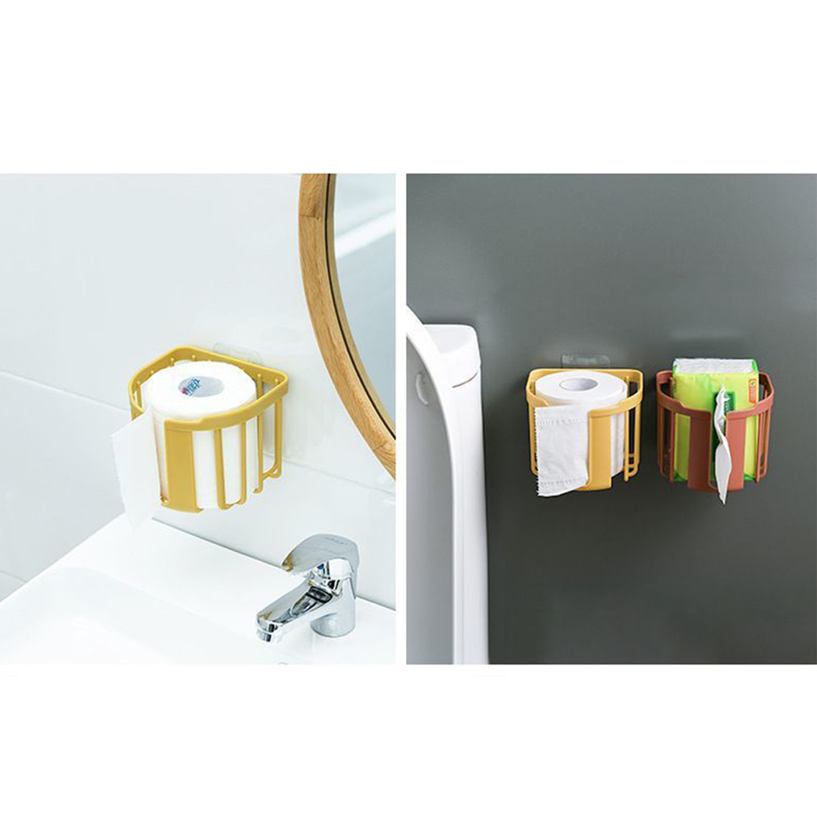 Wall Mount Paper Holder ABS Punch Free Smooth Toilet Tissue Box For Bathroom