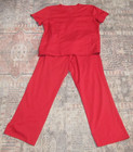 Scrub Set Red Top Size XL Bottoms Pants L Large Medical Nurse Dental Assistant — photo 1
