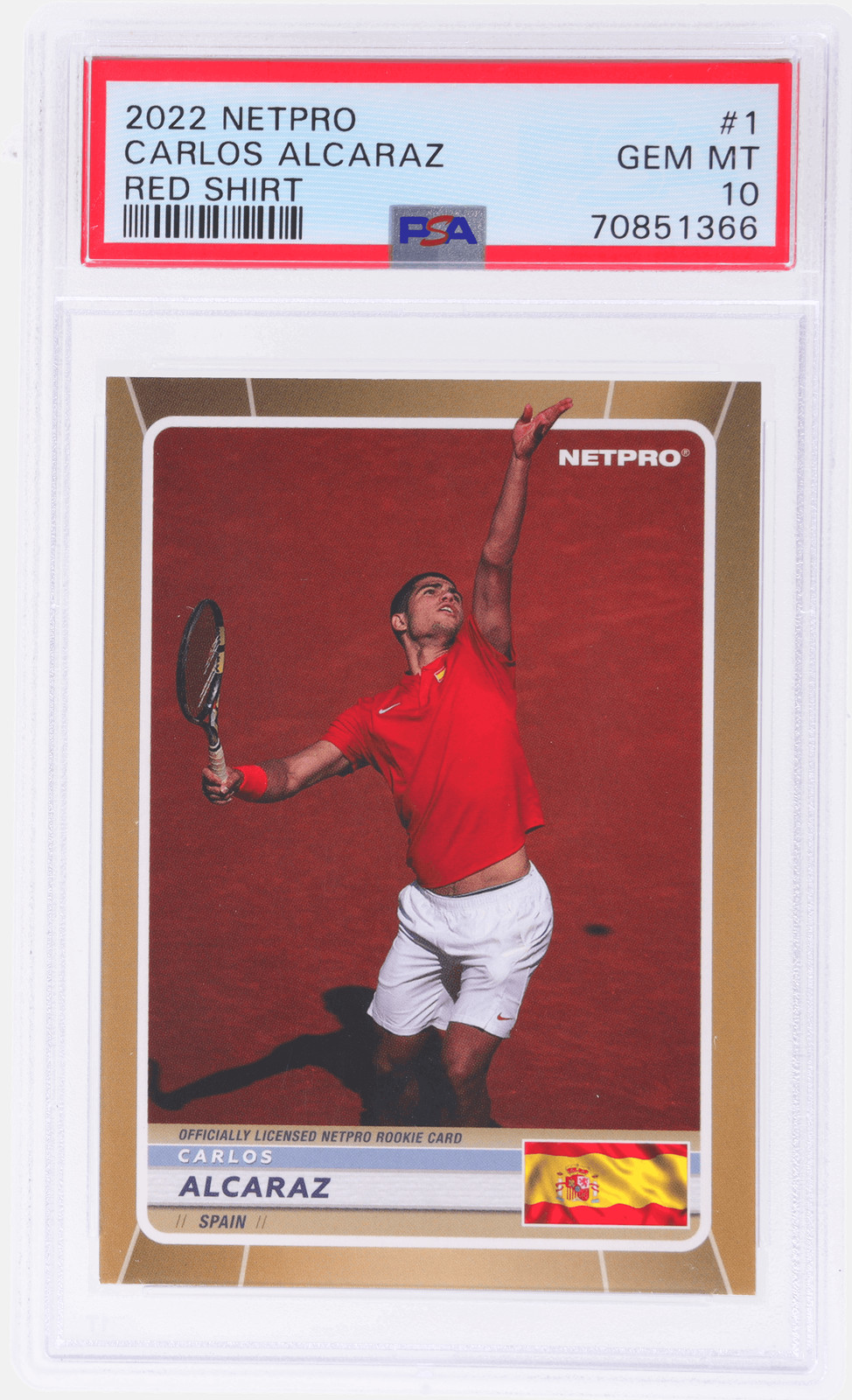 2022 Netpro Carlos Alcaraz Red Shirt #1 /2000 PSA 10