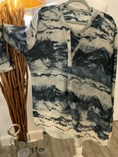 JAKE*S Edle Tunika Hemd  Bluse creme blau Gr.48  (201)