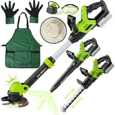 Kids 3-in-1 Power Tool Set Toy Weed Wacker Leaf Blower Hedge Trimmer Hat Gloves