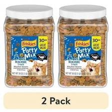  2 pack Purina Party Mix Cat Treats Beachside Crunch Snacks 30 oz. Canister