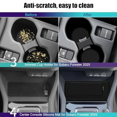 Center console organizer tray compatible with Subaru Forester 2025-2026, Black Foto 3 de 4