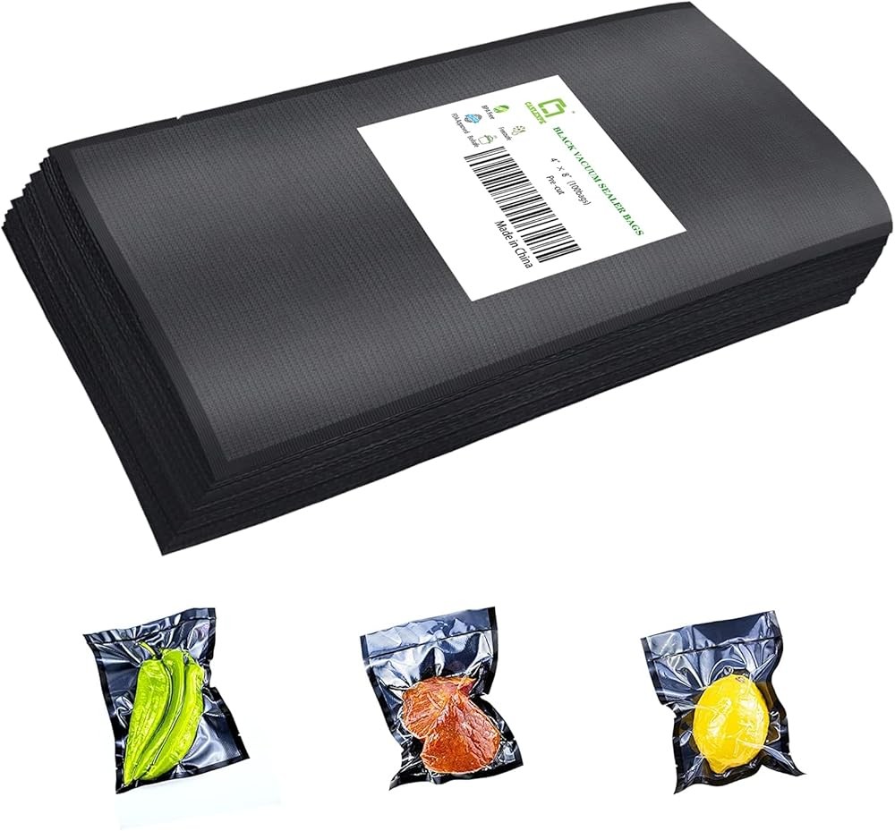 CANLENPK 10x20cm Vacuum Sealer Bags Black Back Clear Front for Food Storage